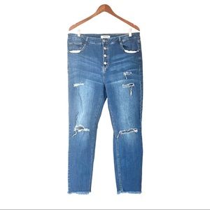 C’Est Toi High Rise Skinny Jeans Blue Size 2XL Distressed Plus Stretch